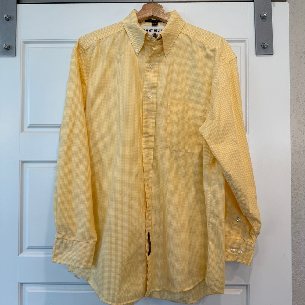 Tommy Hilfiger Yellow Gingham Check Button‑Down Shirt – Size 15.5 32/33